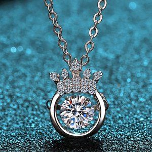 Certified 1/2ct. t.w. Diamond Moissanite Crown Necklace NEW